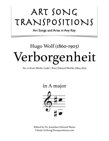 WOLF: Verborgenheit (transposed to A major)
