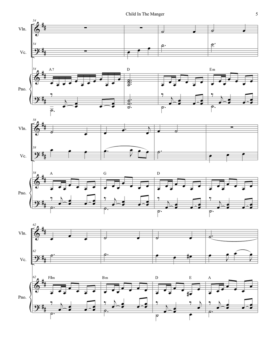 Child In The Manger (Duet for Violin and Cello) Piano Trio scores gallery preview page 6