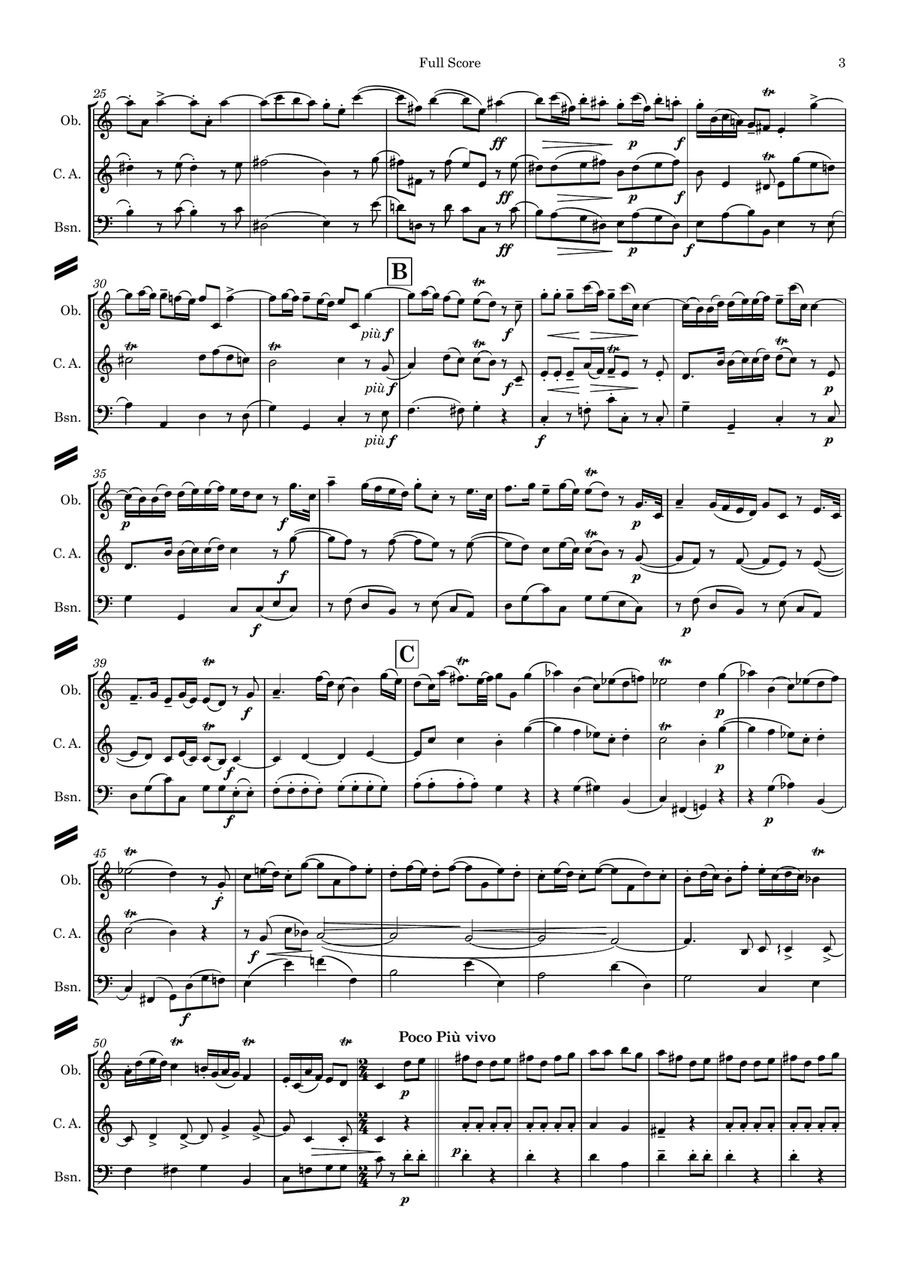 Gallo: 3 movts from 2 Trio Sonatas - Pulcinella Suite III Scherzino - double reed trio Woodwind Trio scores gallery preview page 4