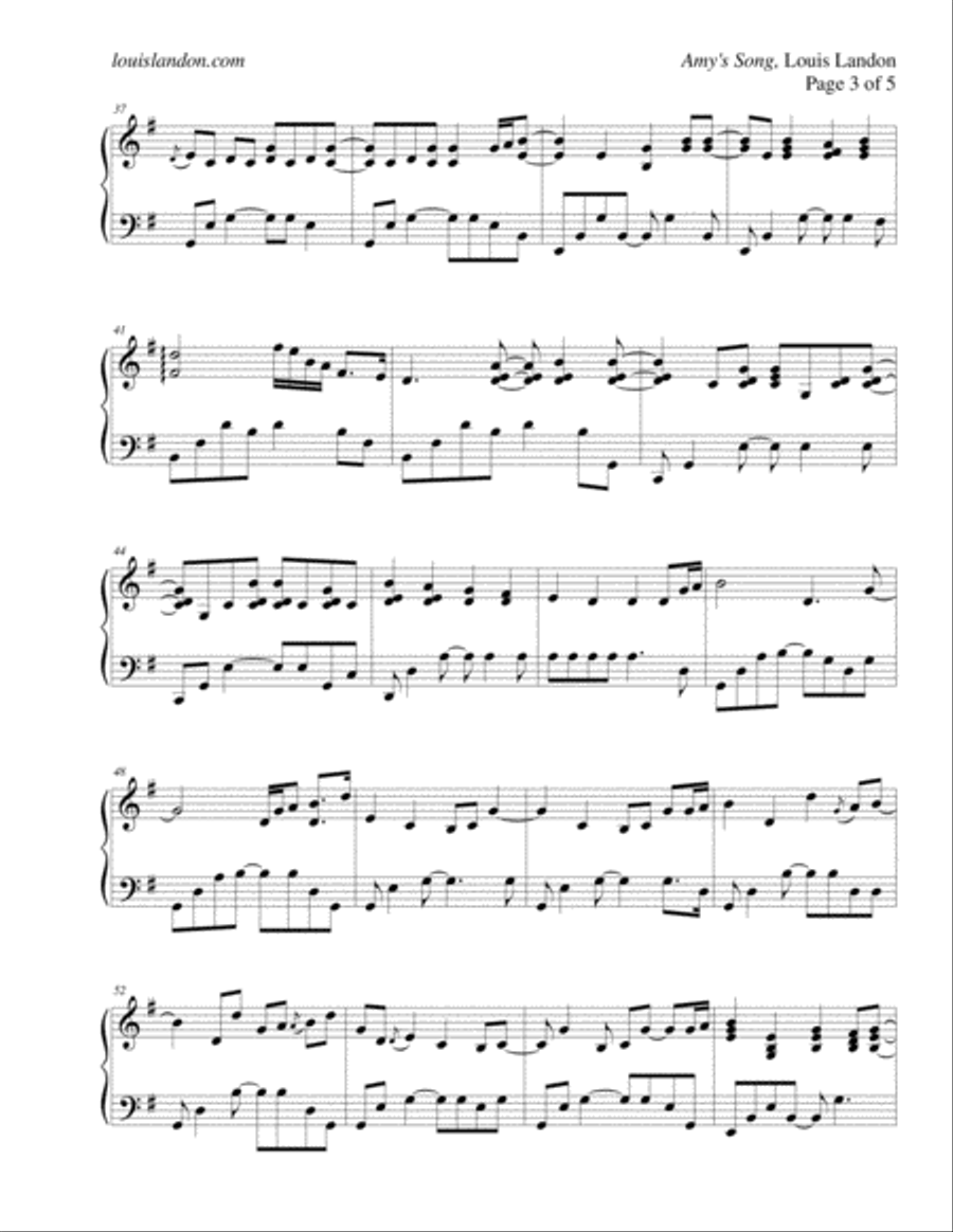 Amy's Song Piano Solo scores gallery preview page 3