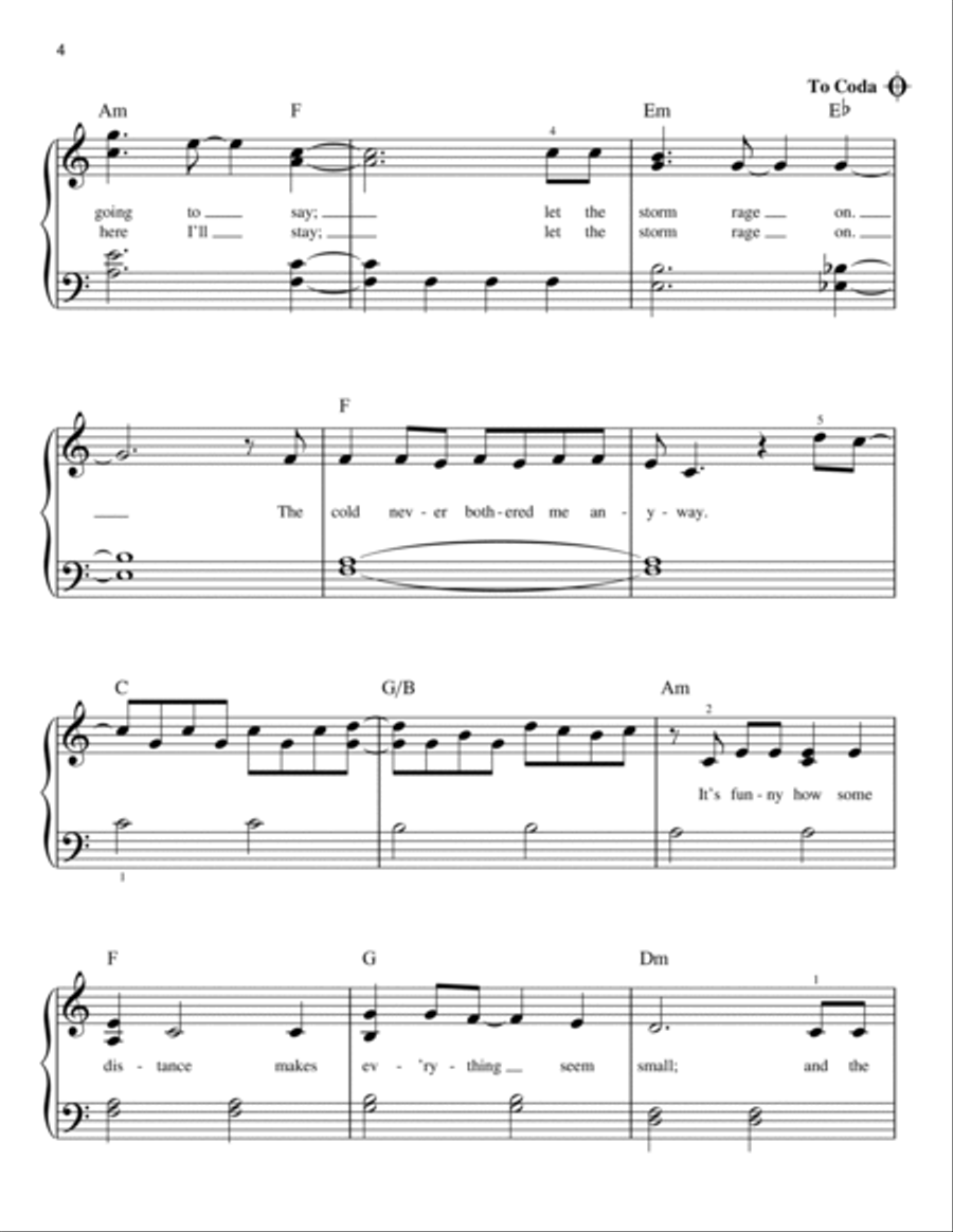 Let It Go (from Frozen) Easy Piano scores gallery preview page 4