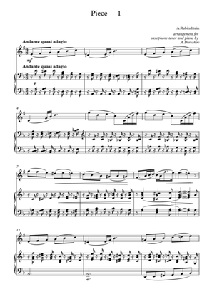 Piece #1 for chello and piano - transcription for saxophone-tenor and piano