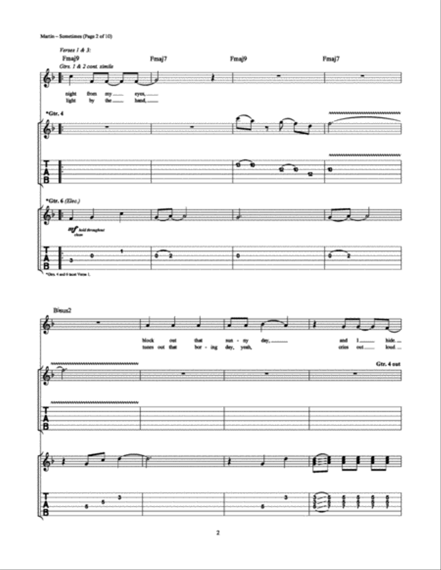 Sometimes Electric Guitar scores gallery preview page 2