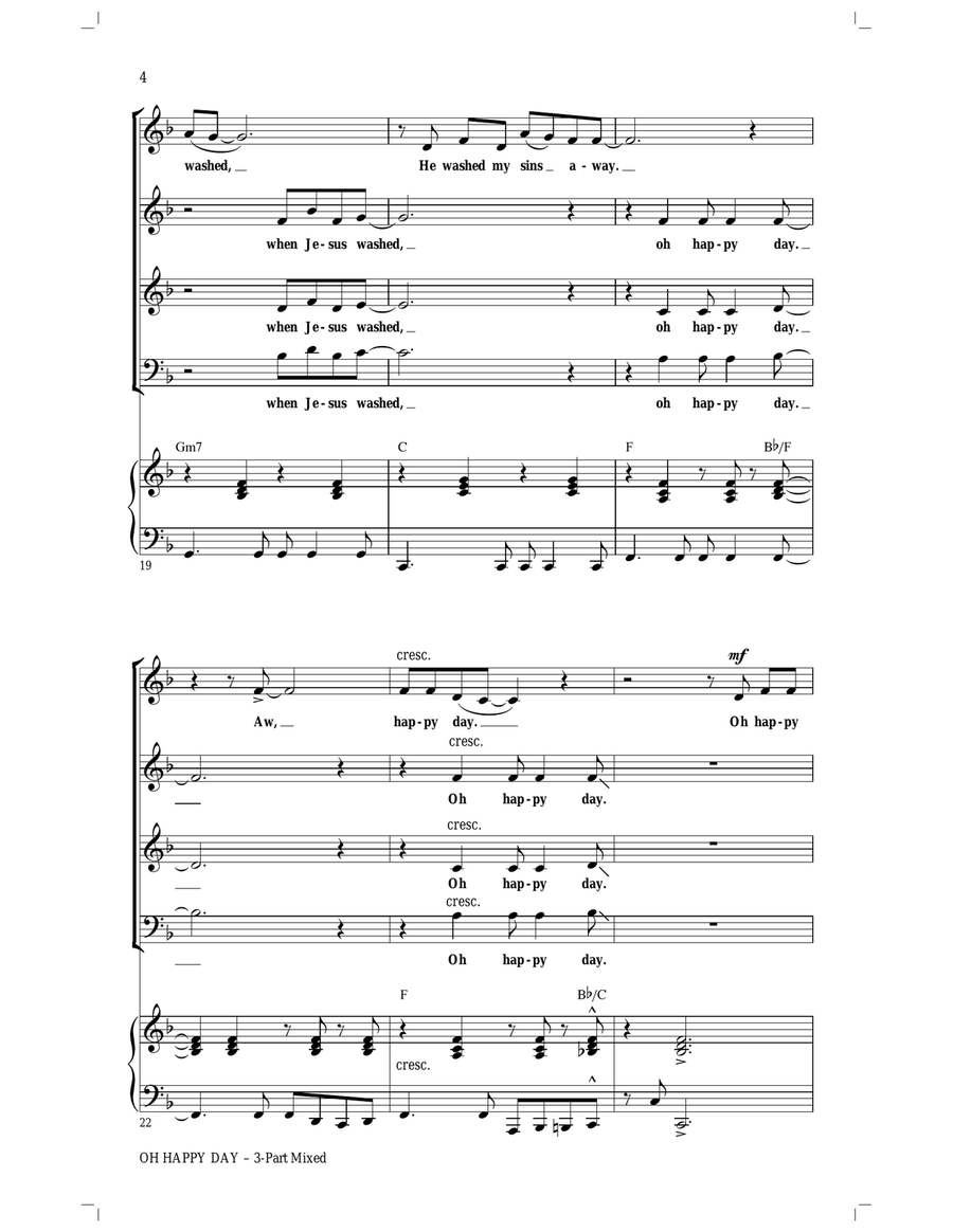 Oh Happy Day (arr. Roger Emerson) 3-Part scores gallery preview page 4
