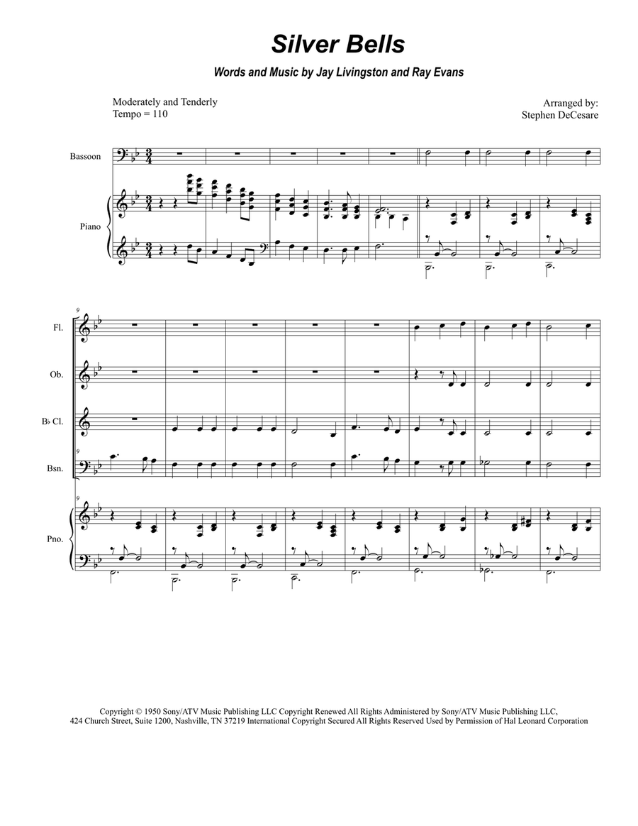 Silver Bells Woodwind Quartet scores gallery preview page 1