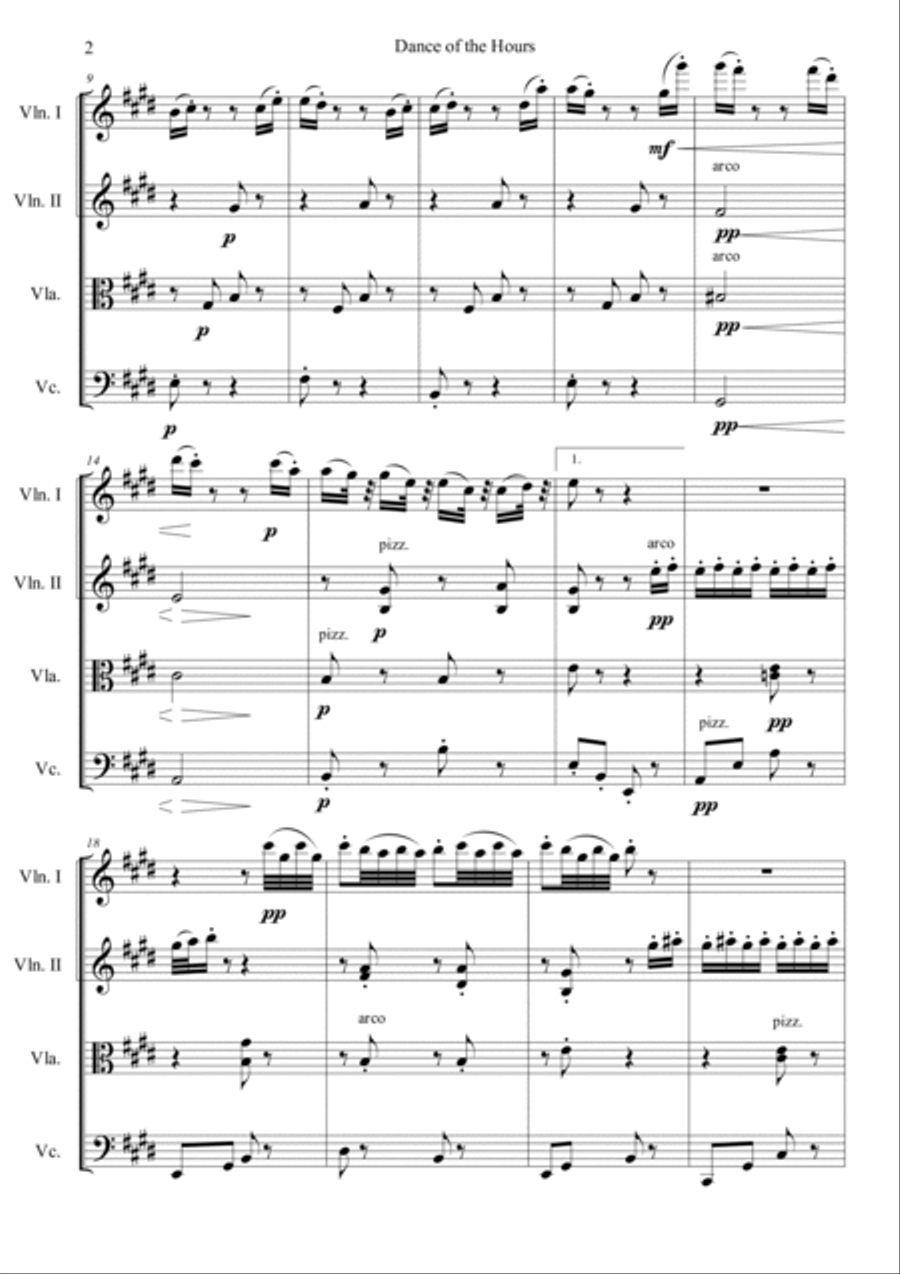 Dance of the Hours String Quartet scores gallery preview page 2