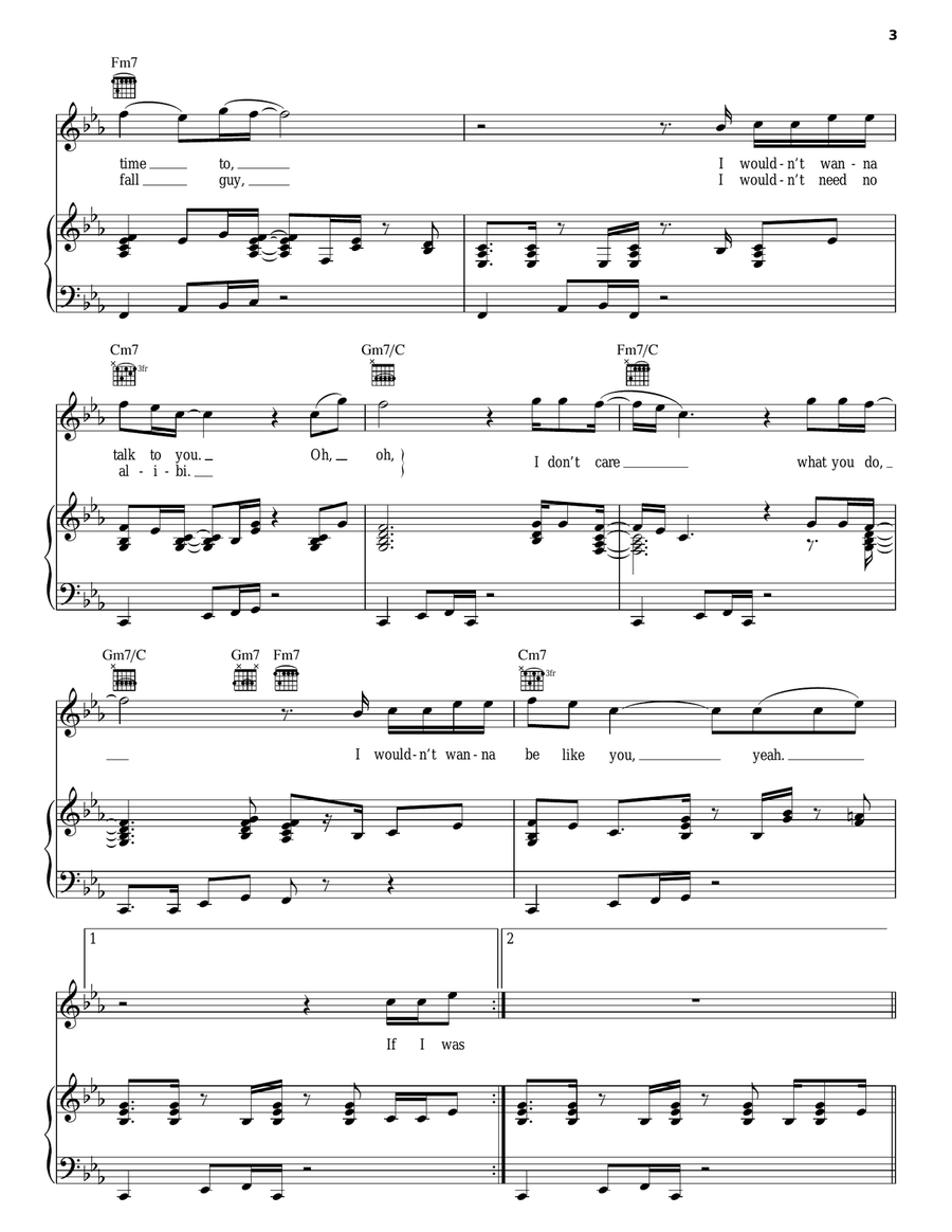 I Wouldn't Want To Be Like You Piano, Vocal, Guitar scores gallery preview page 3