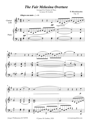 Mendelssohn: The Fair Melusina Overture, Op. 32 for Clarinet & Piano
