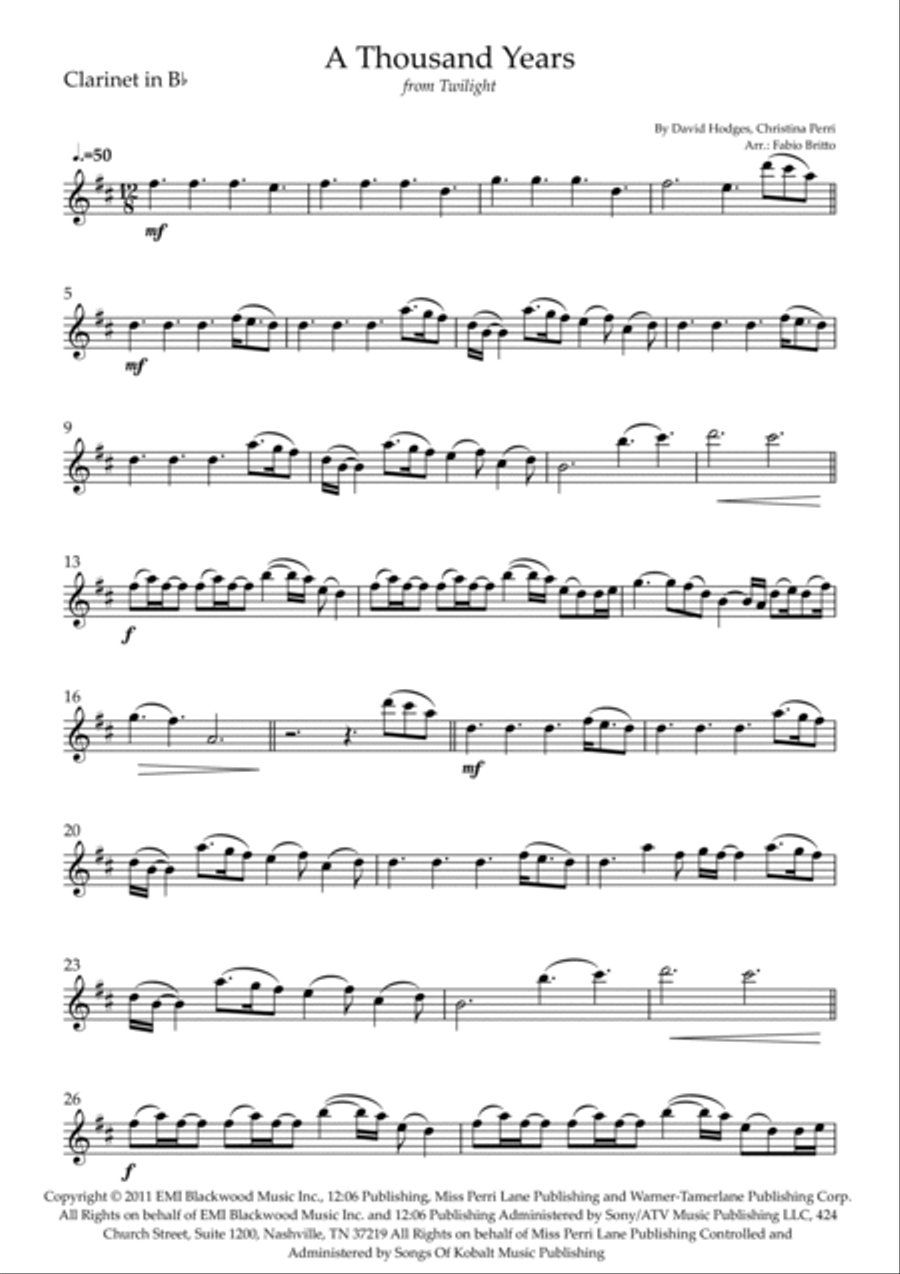 A Thousand Years Clarinet Trio scores gallery preview page 6