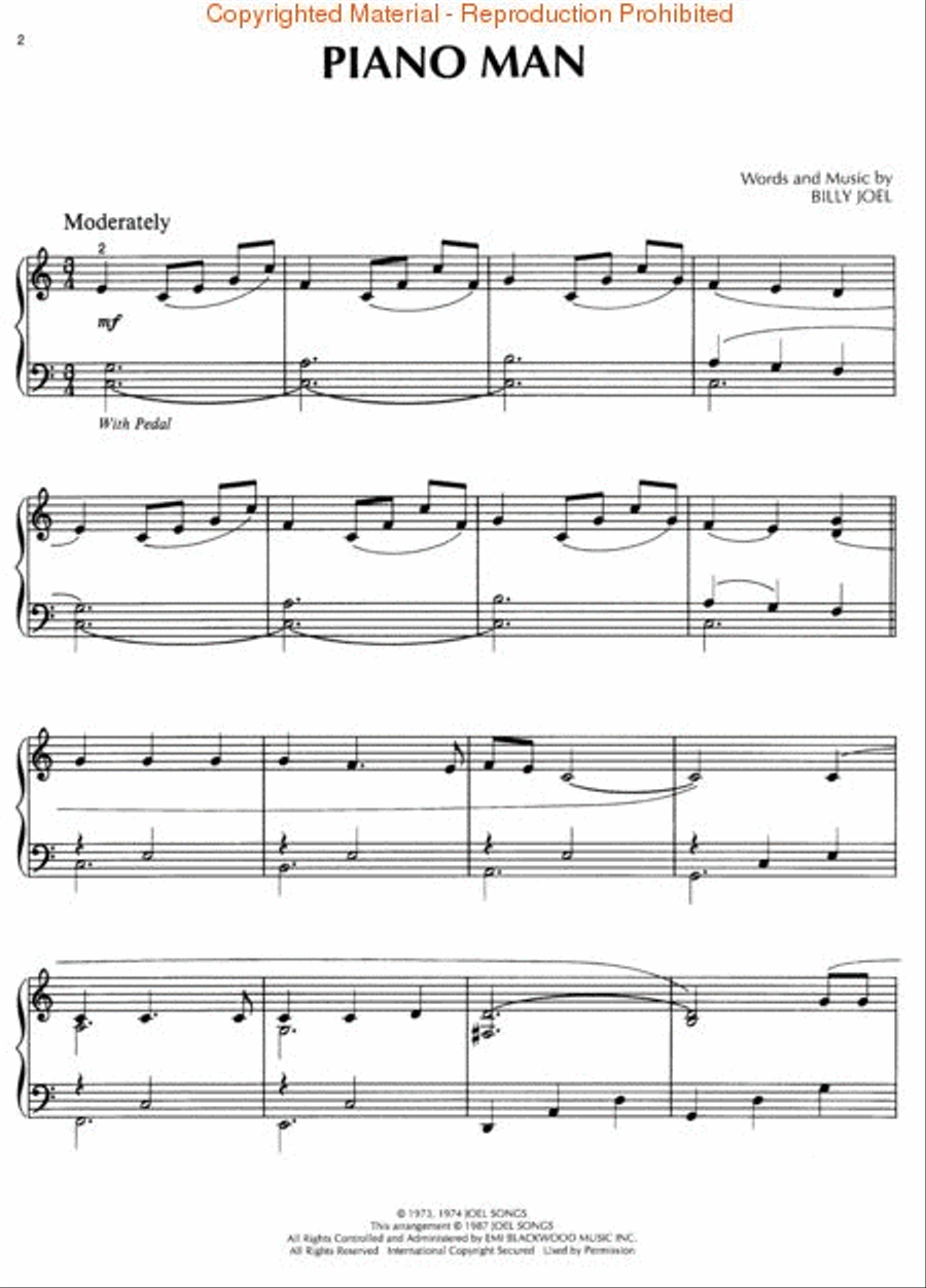 Piano Man Piano Solo scores gallery preview page 2