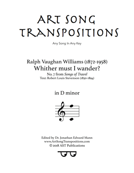 VAUGHAN WILLIAMS: Whither must I wander? (transposed to D minor)