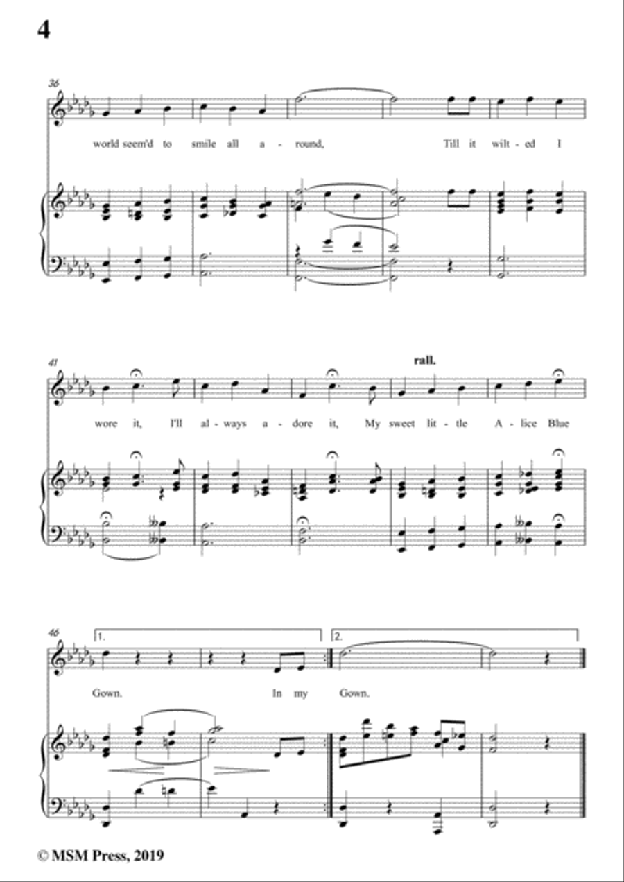 Harry Tierney-Alice Blue Gown,in D flat Major,for Voice and Piano Voice Solo scores gallery preview page 6