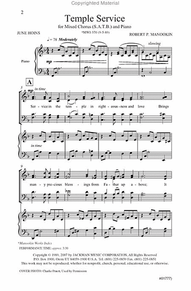 Temple Service - SATB image number null