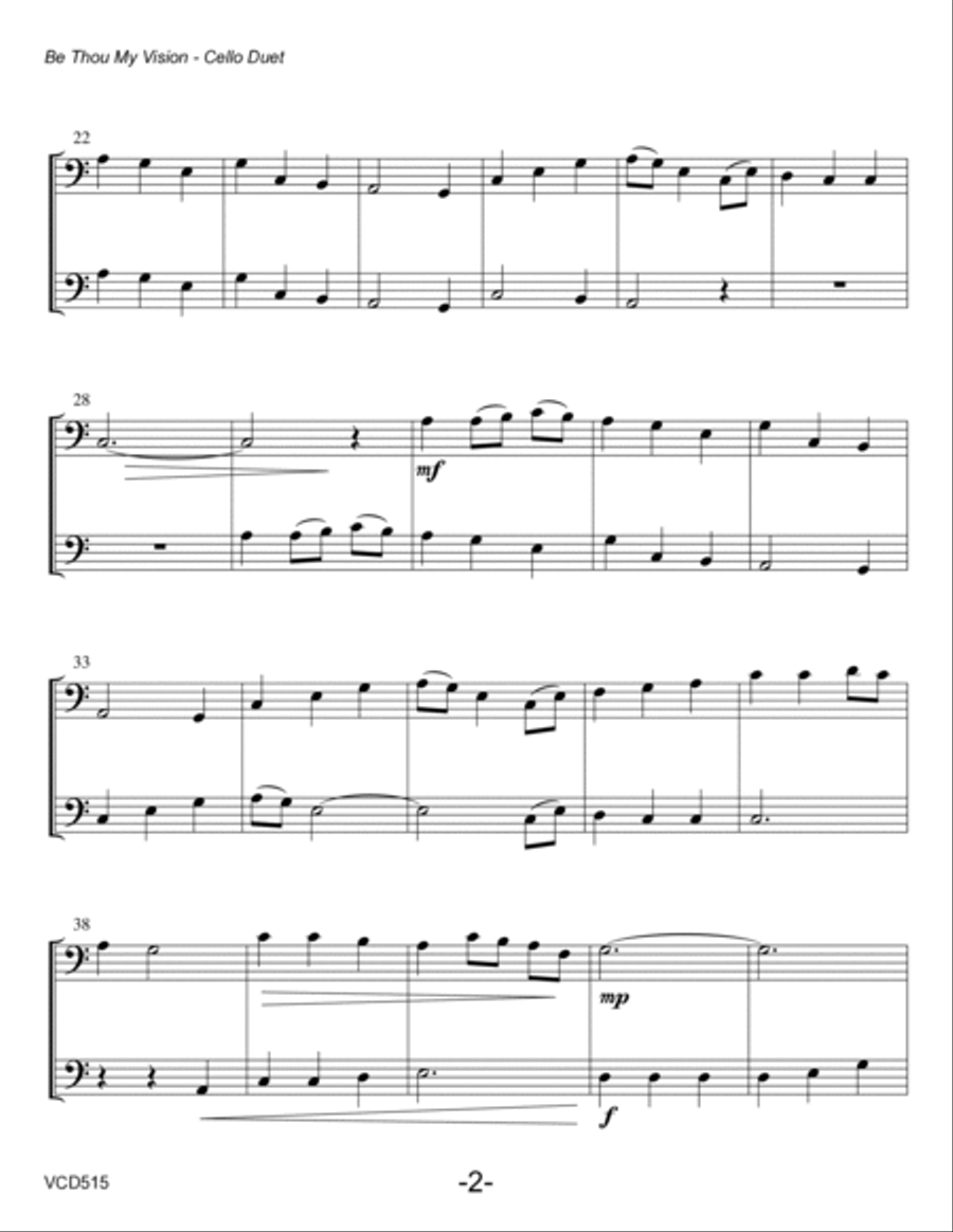 BE THOU MY VISION - CELLO DUET (unaccompanied) (Grade 3-) String Duet scores gallery preview page 2