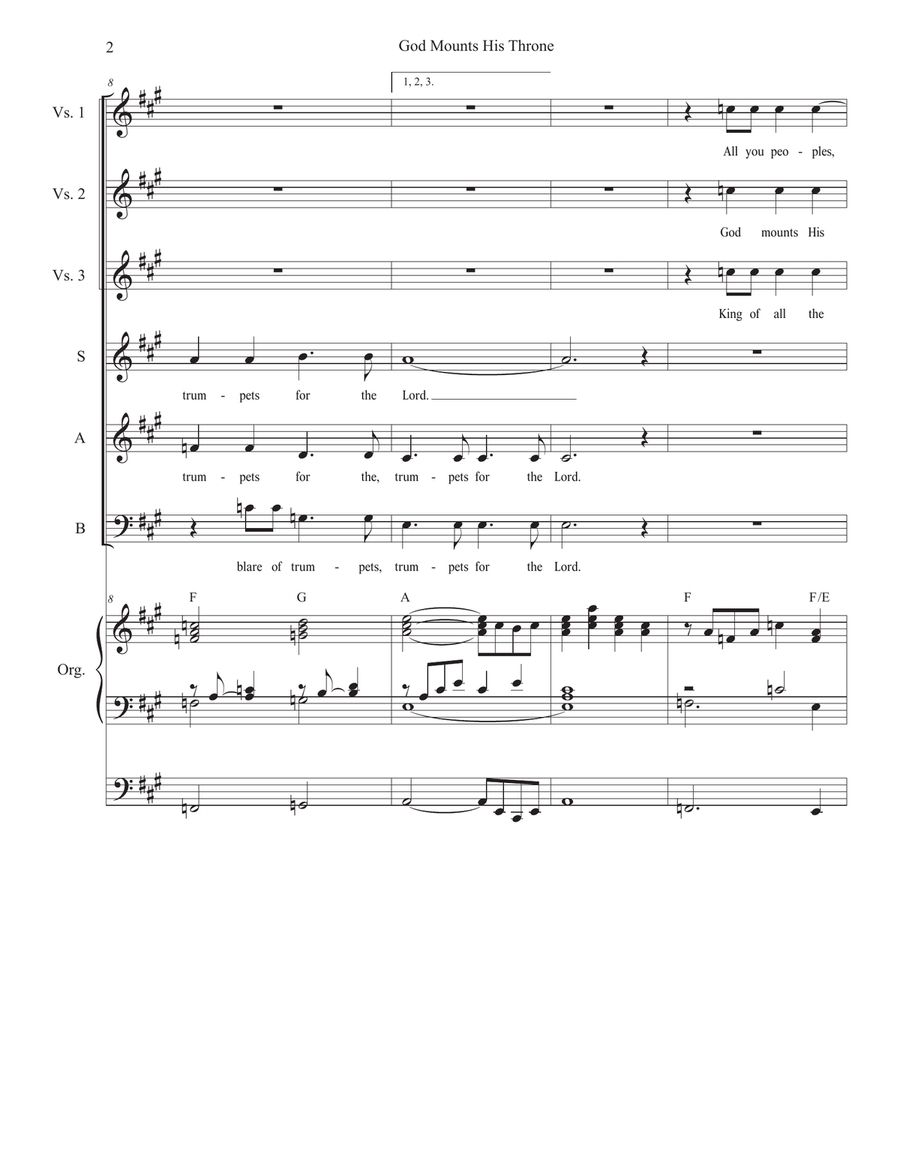 God Mounts His Throne (Psalm 47) (SAB) 3-Part scores gallery preview page 2