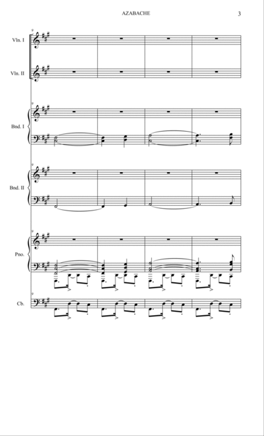 Azabache (Tango - Milonga/Candombe) for tango sextet - full score Score scores gallery preview page 3