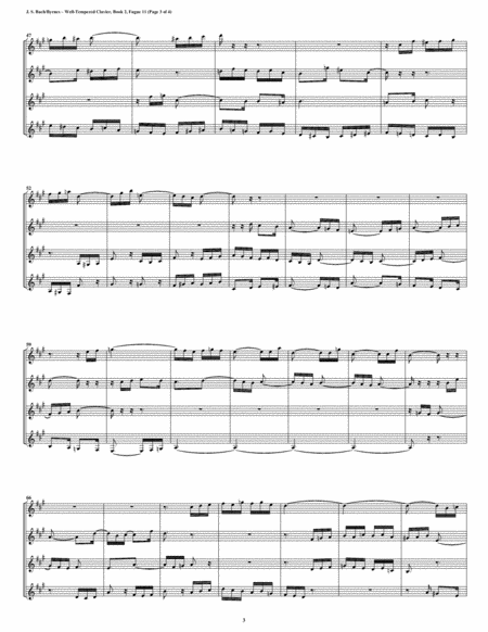 Fugue 11 from Well-Tempered Clavier, Book 2 (Clarinet Quartet) image number null
