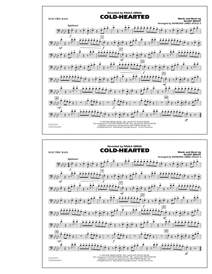 Cold-Hearted (Featured in Drumline Live) - Electric Bass Bass Guitar scores gallery preview page 1