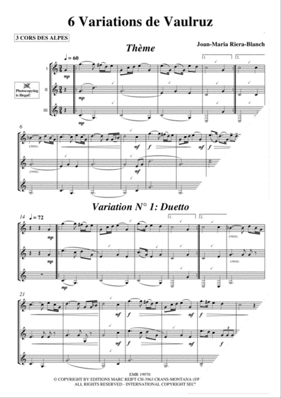 6 Variations de Vaulruz Alphorn scores gallery preview page 3