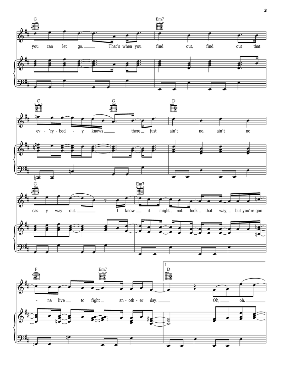 Fight Another Day Piano, Vocal, Guitar scores gallery preview page 3