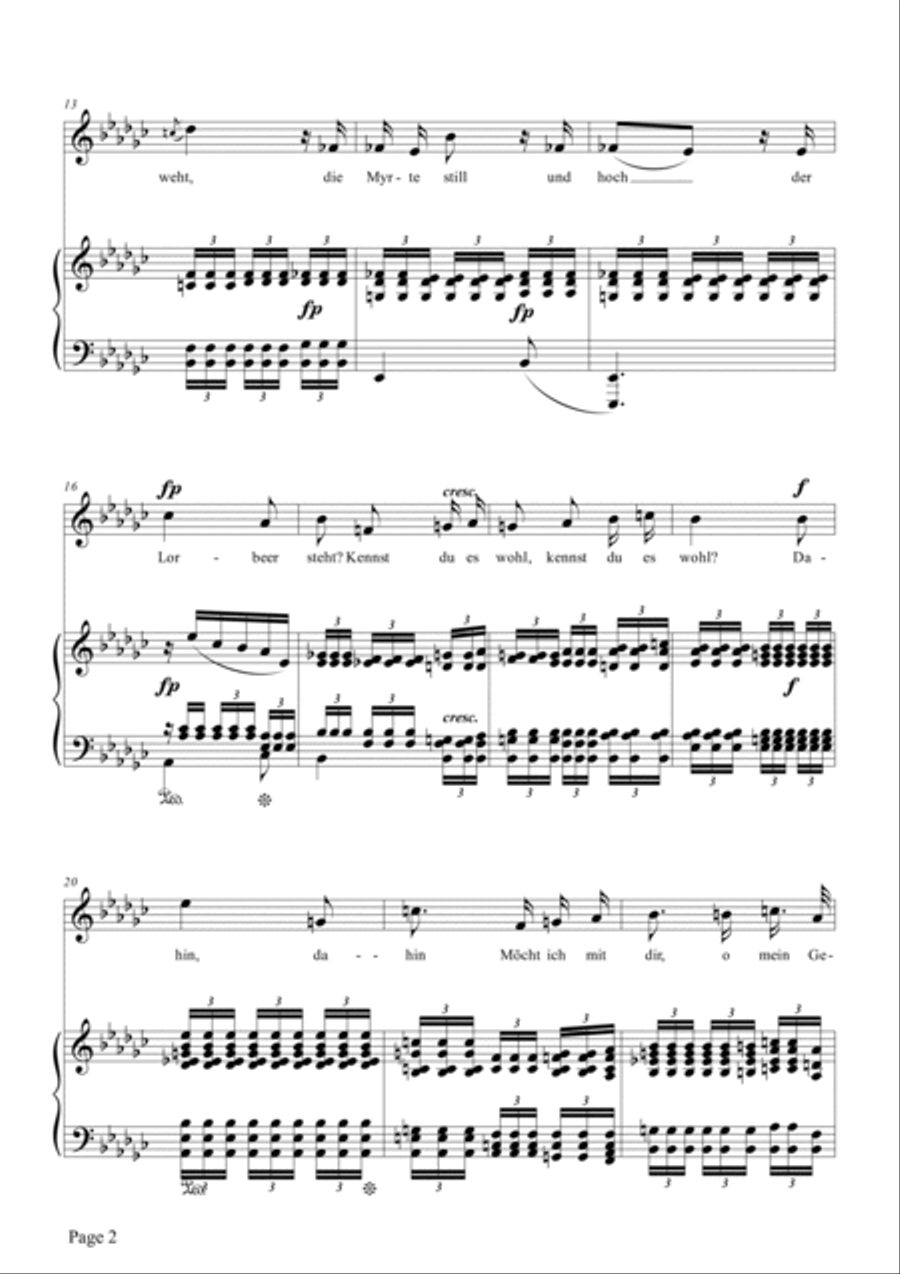 Schumann-Mignon(Kennst du das Land),Op.98a No.1 in e♭ minor Voice scores gallery preview page 3