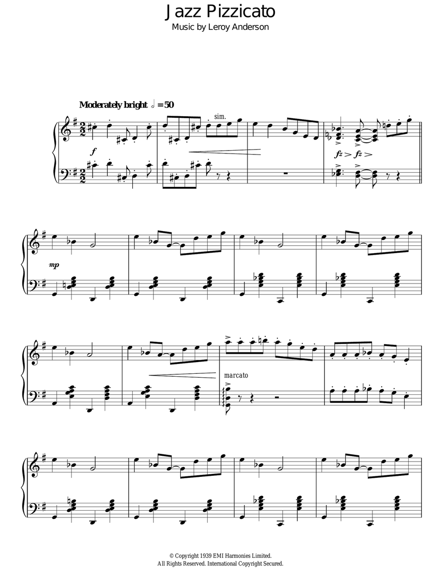 Jazz Pizzicato Jazz Pizzicato Piano Solo scores gallery preview page 1