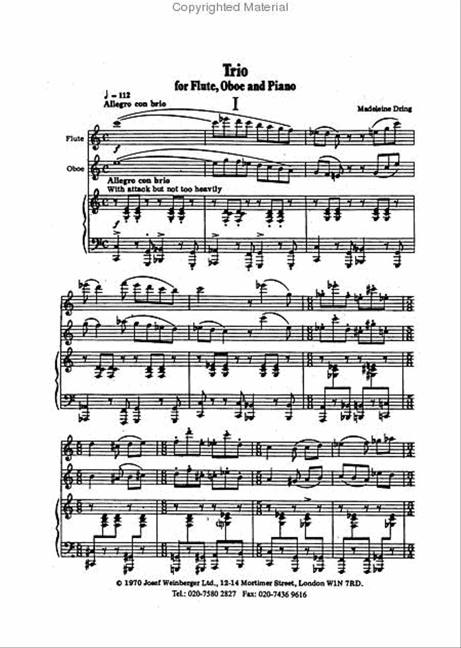 Trio for Flute, Oboe and Piano Flute scores gallery preview page 3