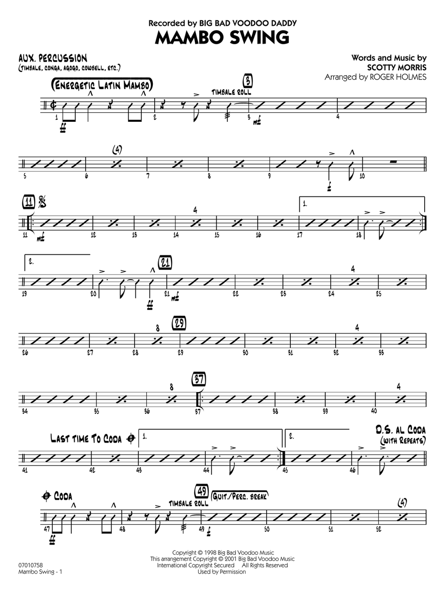Mambo Swing (arr. Roger Holmes) - Aux Percussion Jazz Ensemble scores gallery preview page 1