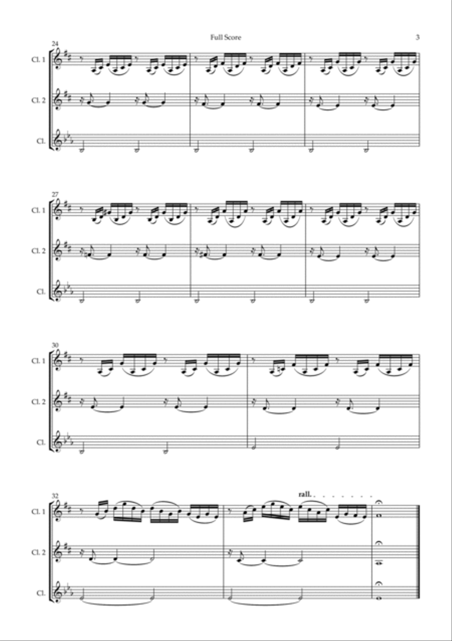 Prelude 1 in C Major BWV 846 (from Well-Tempered Clavier Book 1) for Clarinet Trio Clarinet Trio scores gallery preview page 3