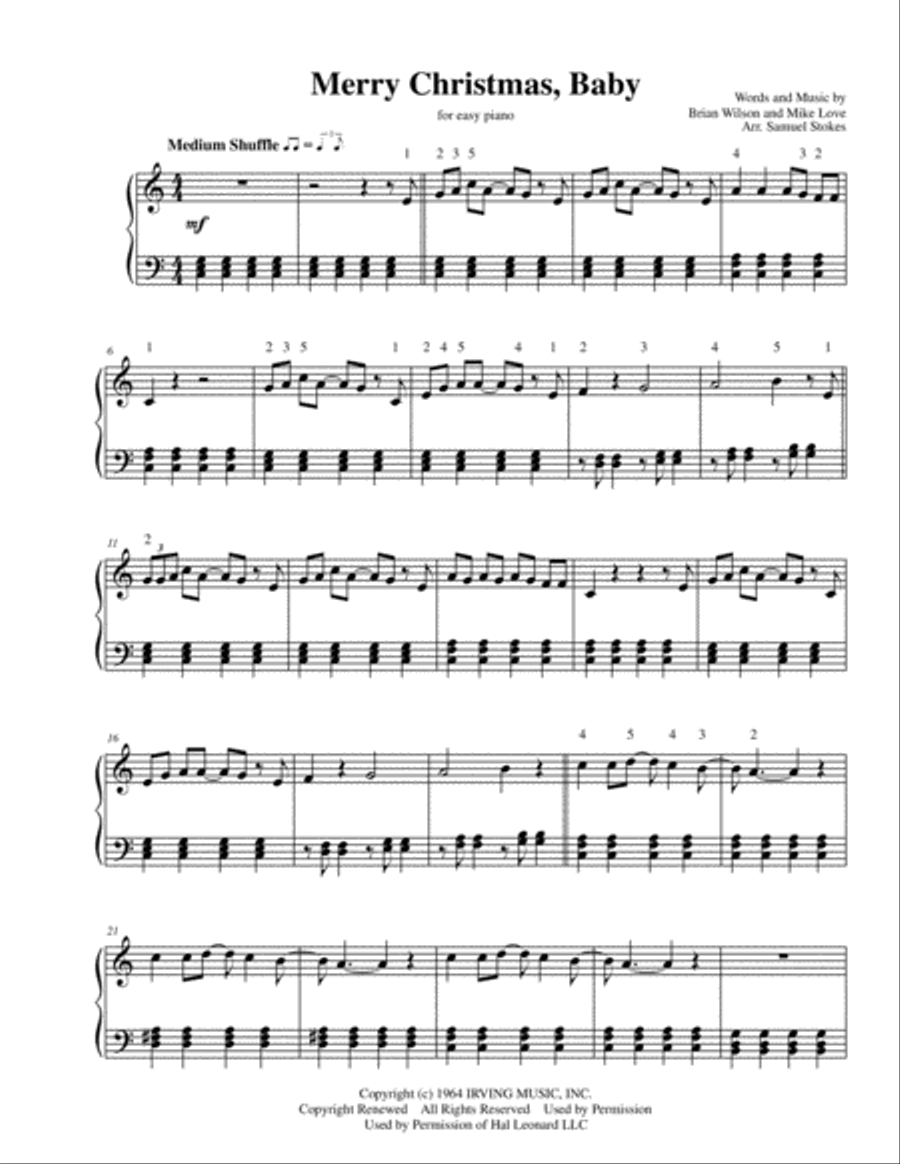 Merry Christmas, Baby Merry Christmas, Baby Easy Piano scores gallery preview page 1