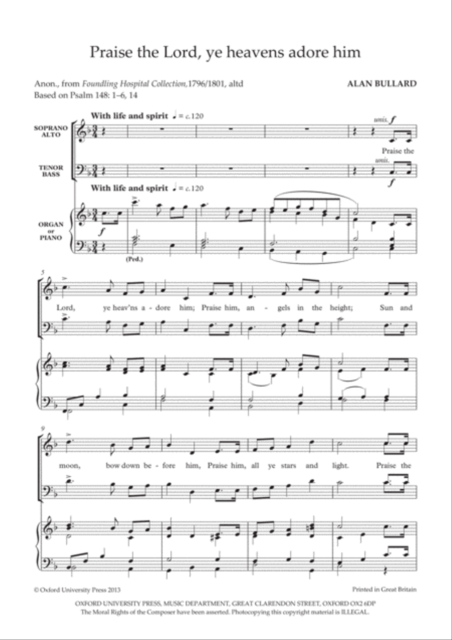 Praise the Lord, ye heavens adore him 4-Part scores gallery preview page 2