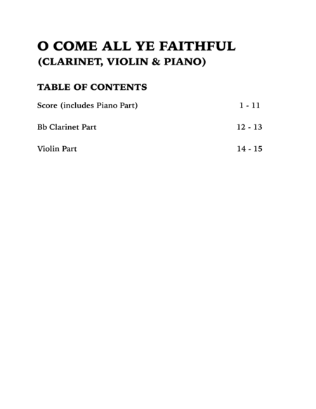 O Come All Ye Faithful (Trio for Clarinet, Violin and Piano) image number null