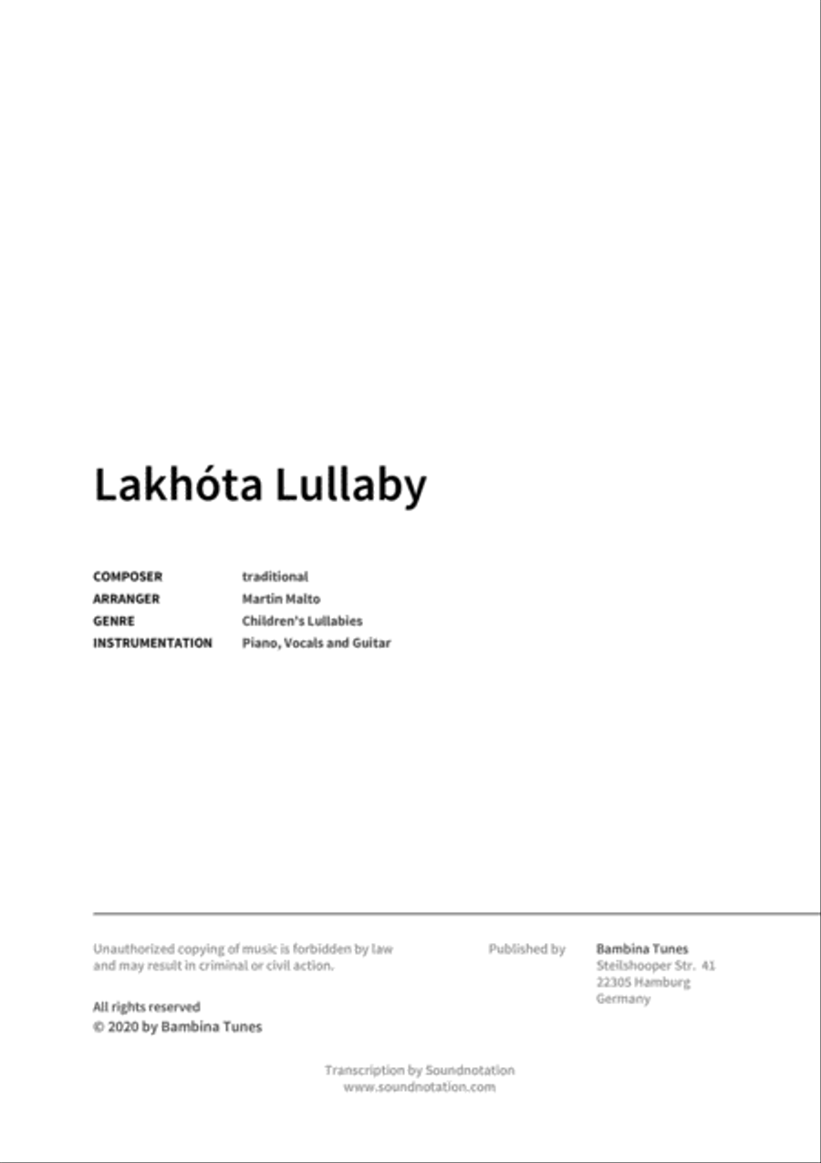 Lakhota Lullaby Lakhota Lullaby Piano, Vocal, Guitar scores gallery preview page 2