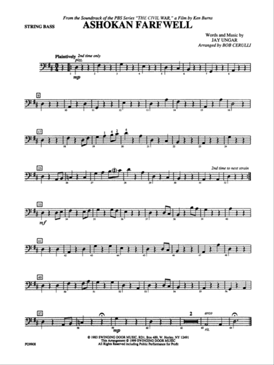 Book cover for Ashokan Farewell: String Bass