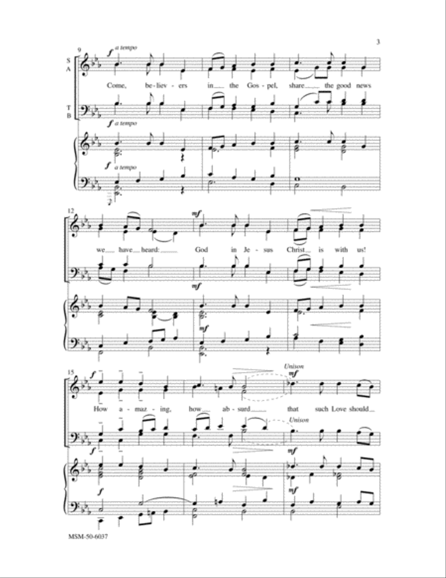 Come, Believers in the Gospel 4-Part scores gallery preview page 3