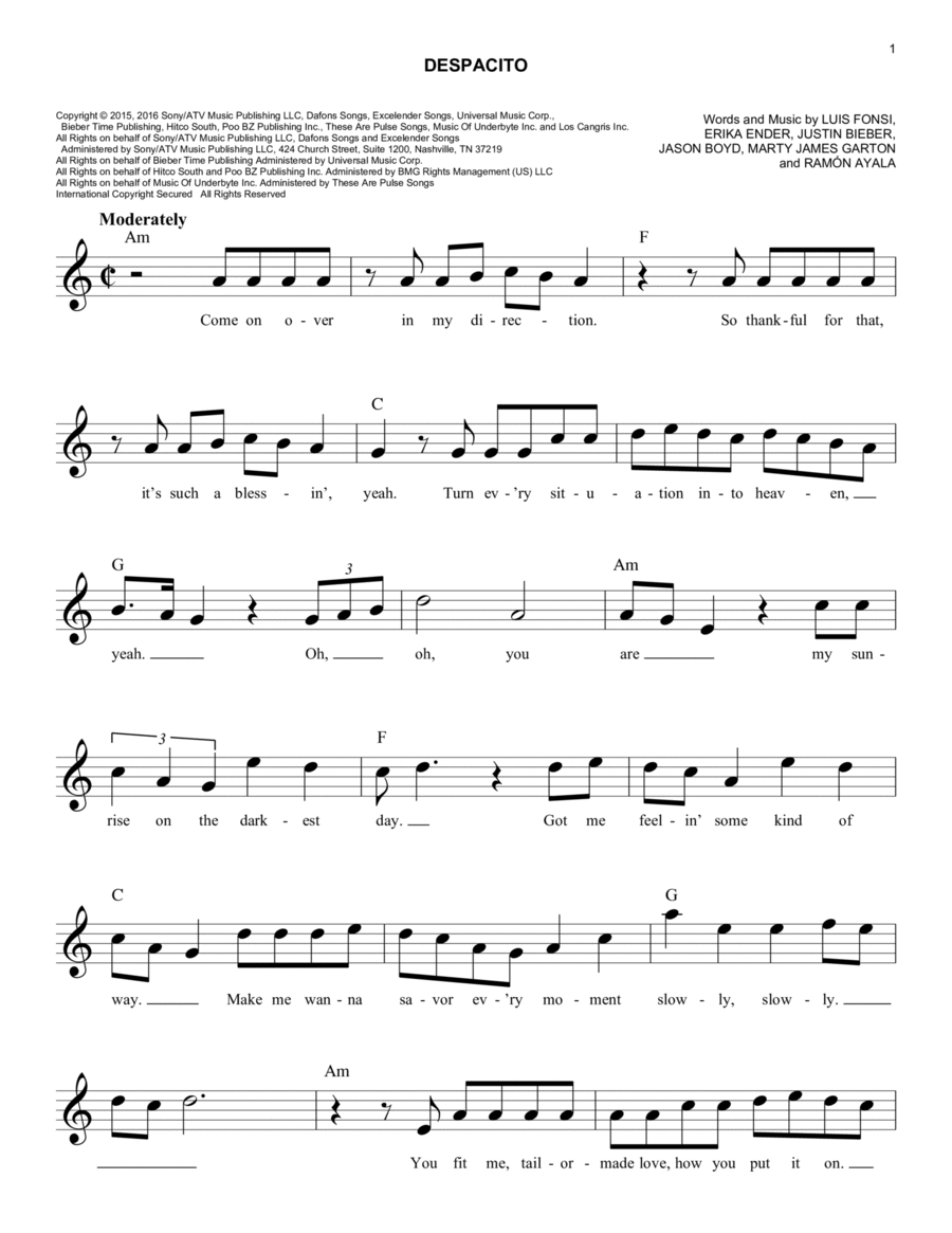 Despacito Despacito Voice scores gallery preview page 1