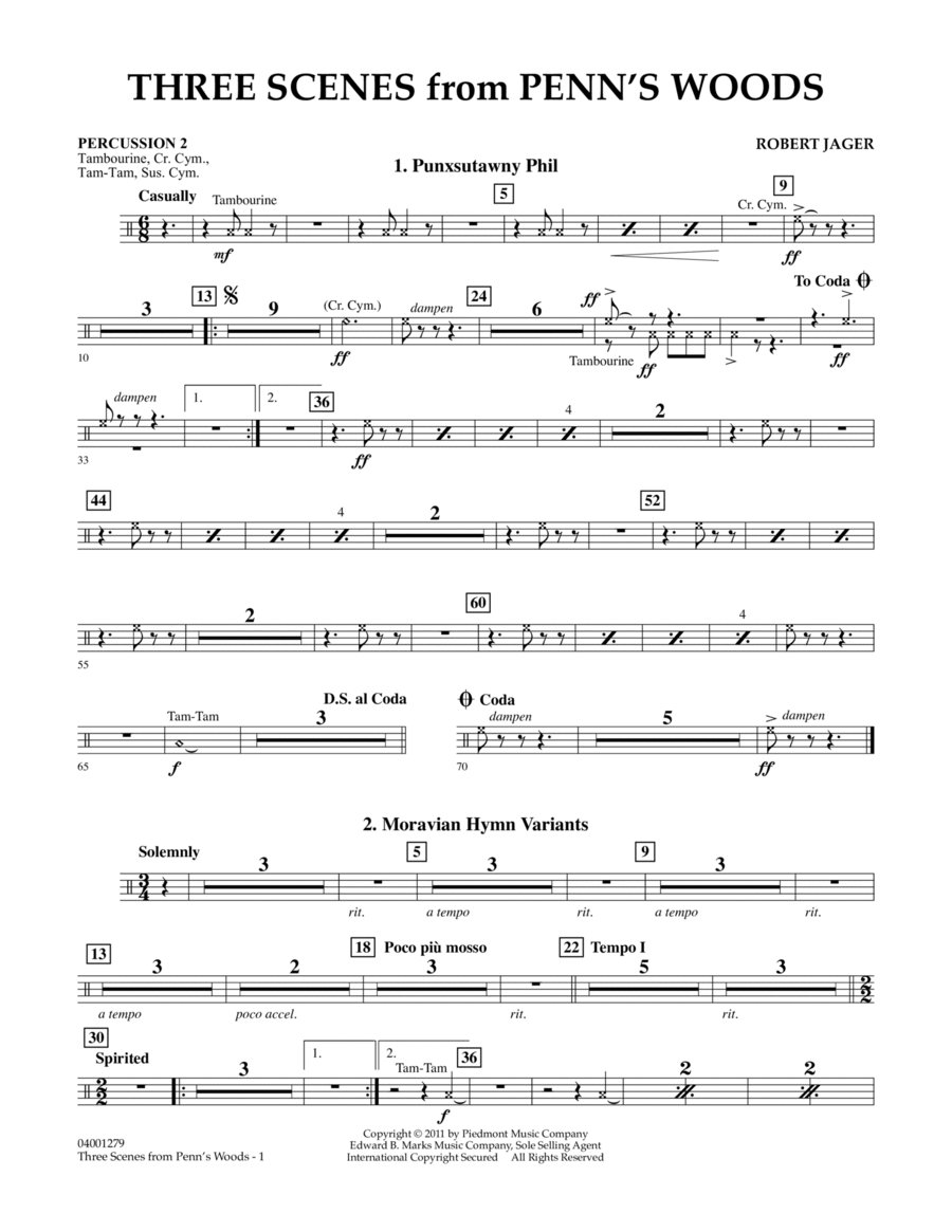 Three Scenes From Penn's Woods - Percussion 2 Concert Band scores gallery preview page 1