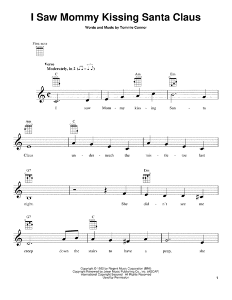 I Saw Mommy Kissing Santa Claus Ukulele scores gallery preview page 1