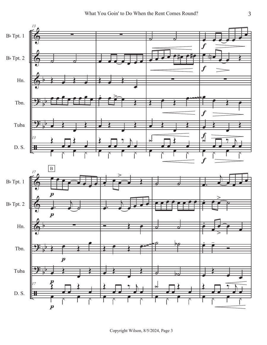 What You Goin' to Do When the Rent Comes 'Round? Brass Quintet scores gallery preview page 4