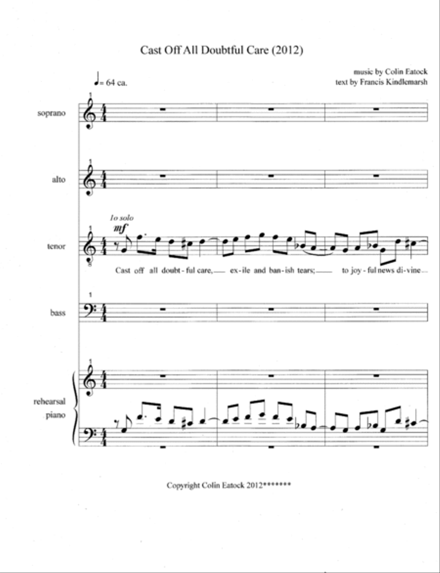 Cast Off All Doubtful Care (2012) 4-Part scores gallery preview page 3