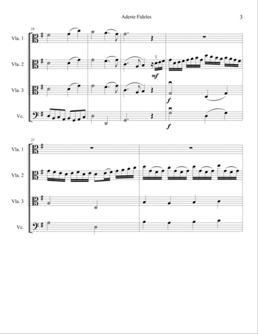 Adeste Fideles for Viola and Cello Cello scores gallery preview page 4