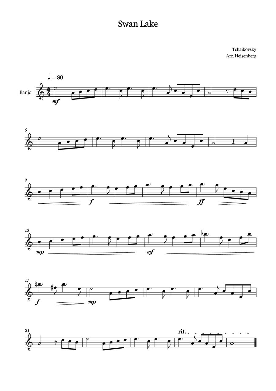 Book cover for Tchaikovsky - Swan Lake for Banjo