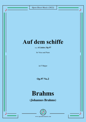 Book cover for Brahms-Auf dem schiffe,Op.97 No.2 in F Major,for Voice and Piano