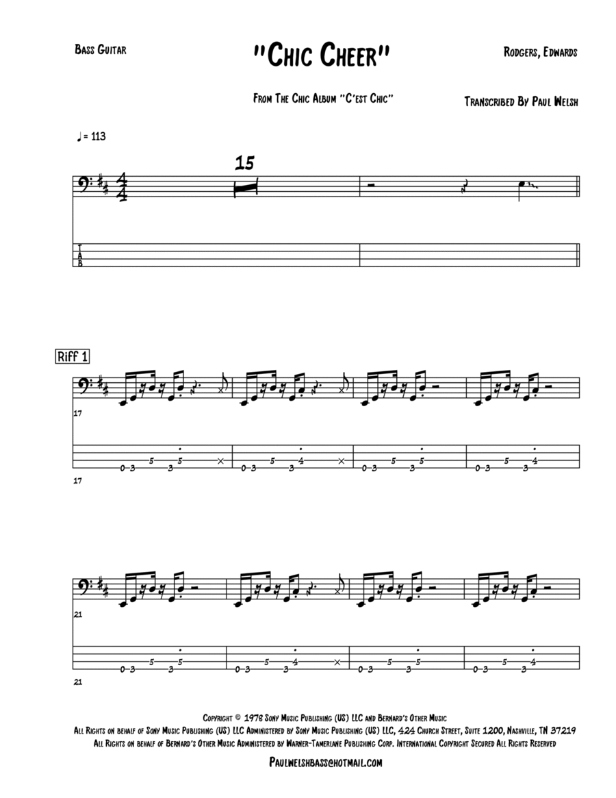 Chic Cheer Guitar Tablature scores gallery preview page 1