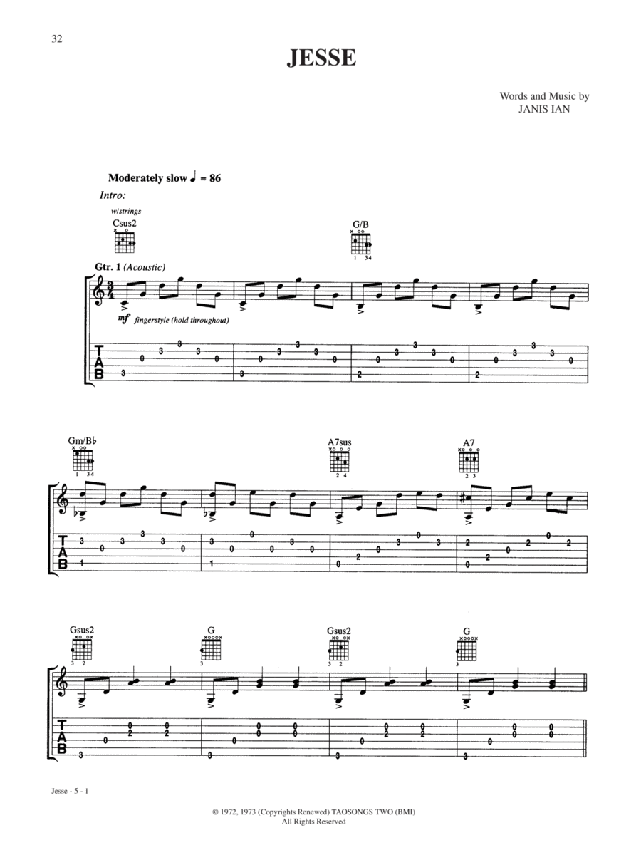 Jesse Guitar Tablature scores gallery preview page 1