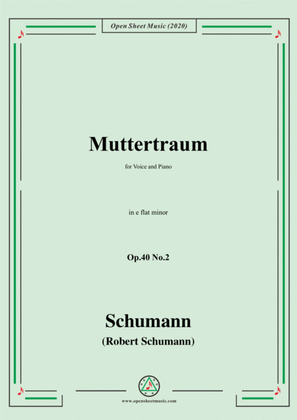 Book cover for Schumann-Muttertraum Op.40 No.2,in e flat minor