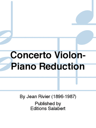 Concerto Violon-Piano Reduction
