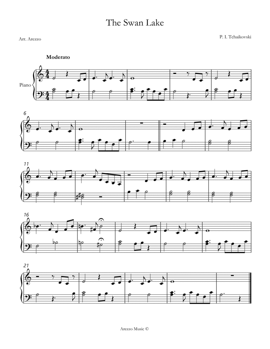 swan lake for beginners in a minor sheet music Chamber Music scores gallery preview page 1