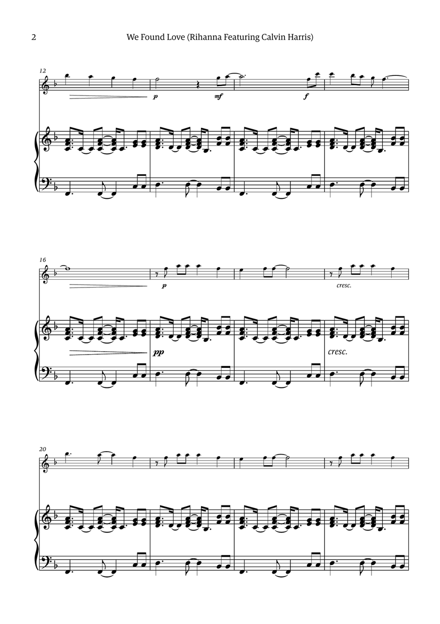 We Found Love Piano scores gallery preview page 2
