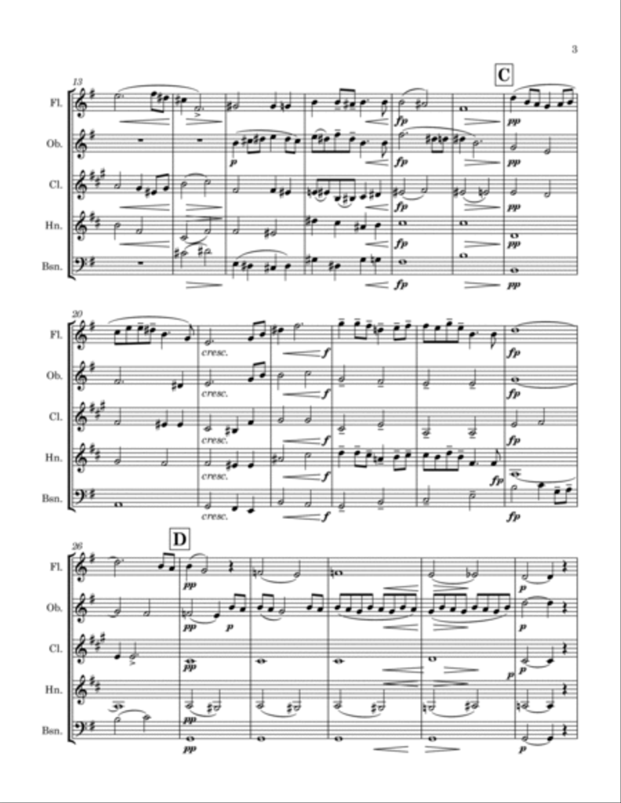 Grieg: 2 Elegiac Melodies Op.34 No.2 “Våren” (Last Spring) - wind quintet Woodwind Quintet scores gallery preview page 4